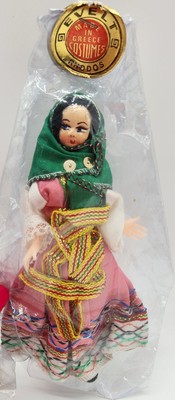 Vintage 6.5'' Evelt Rhodos Souvenir Doll, Made In Greece, Costume New In Package