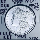 1890 CC BU GEM MORGAN SILVER DOLLAR UNC MS+++ U.S. MINT RARE KEY COIN 9980