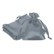 6 Pcs 3 x 4 Inch Satin Bags with Drawstring, Drawstring Gift Bag Gray