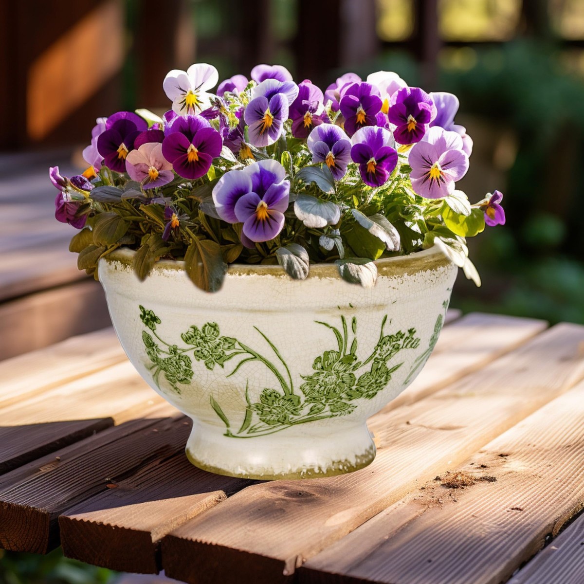 Vintage Ice Crackle Grazd Ceramic Flower Pot with Drainage Holes