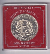 GREAT BRITAIN: 1986 QUEEN ELIZABETH II 60th BIRTHDAY MEDALLION CASED #PL2028