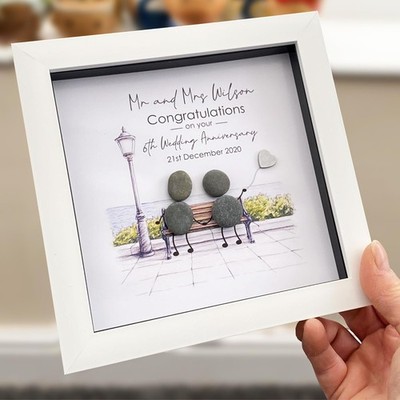 Personalisierter 6. Hochzeitstag Kiesel Kunst Geschenk 6 Zoll Ballon 6 Jahre Eisen