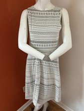 Banana Republic White & Black Geometric Sleeveless Dress (Size 8)