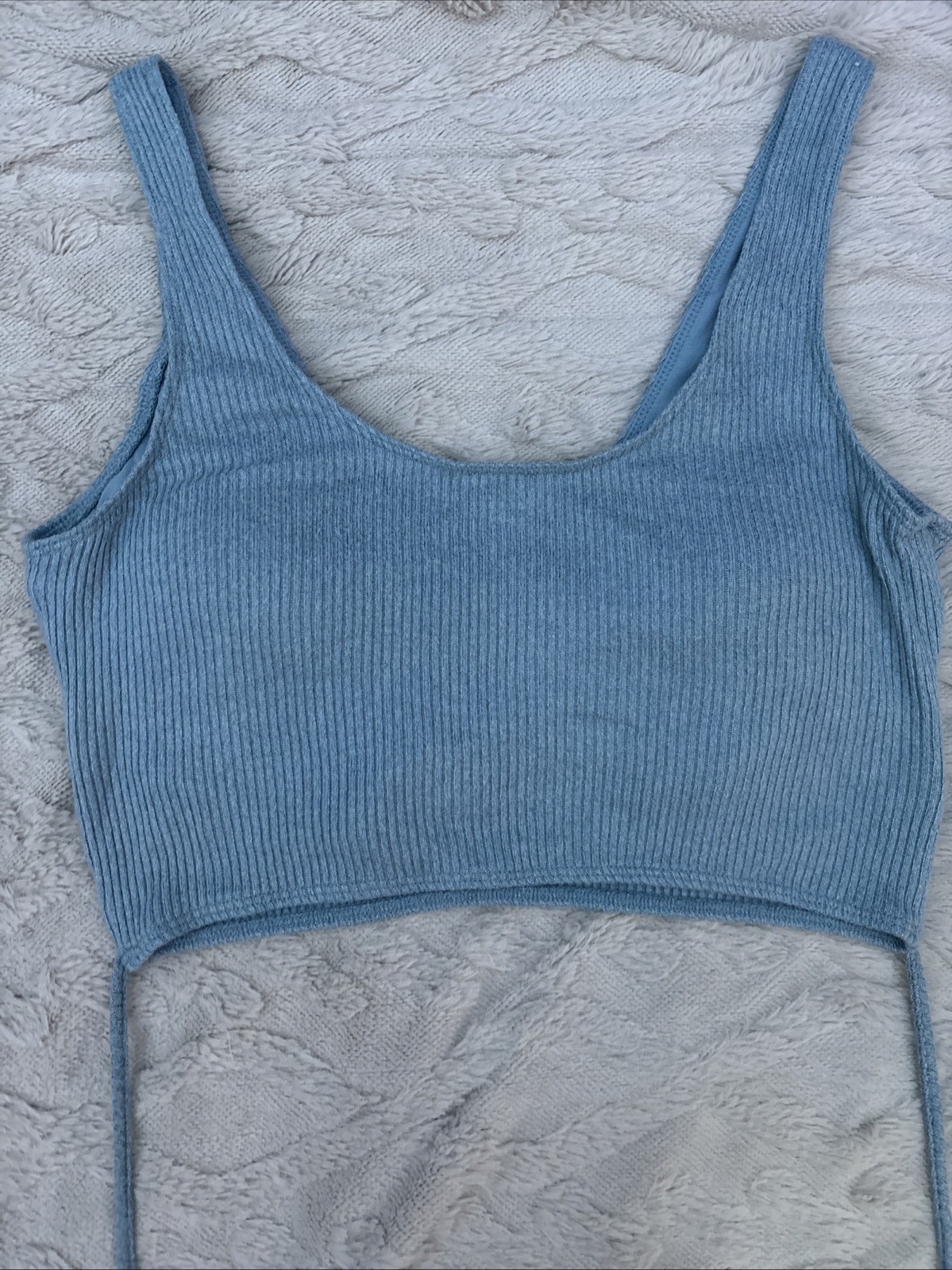 Hollister Gilly Hicks Blue Cozy Crop Tank Top With String Size Large