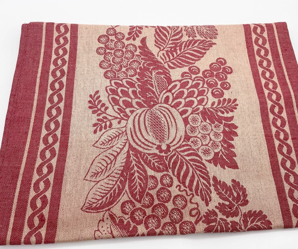 Williams Sonoma Cornucopia Jacquard Tablecloth Cranberry 70”x126” - Reversible - Image 2 of 2
