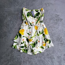 Express Romper Womens Small Multicolor Stretch Lemon Floral Strapless Tiered
