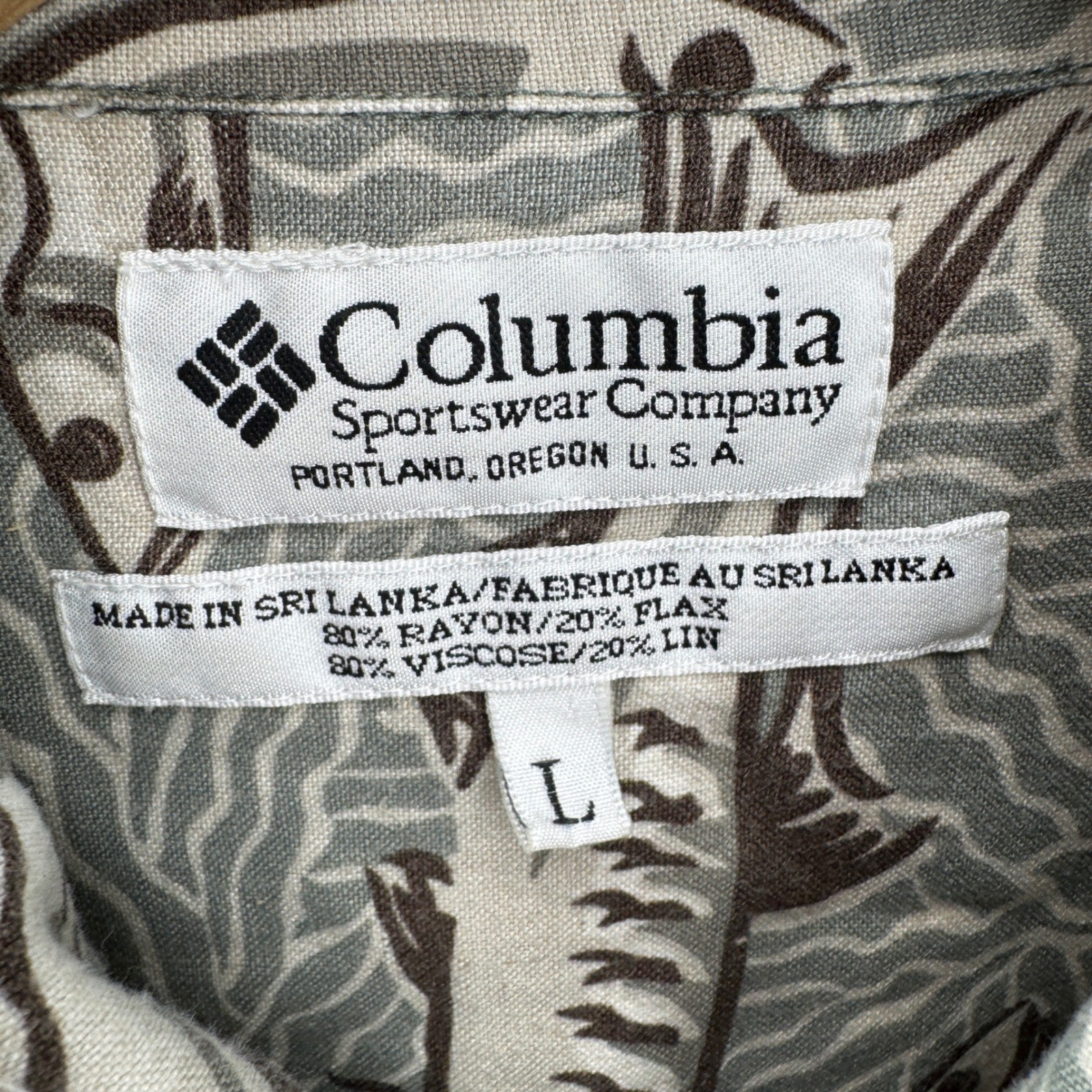 Vintage Columbia Sportswear Mens Large Fish Print Button Up Shirt Short Sleeve image 5