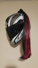 Two Color HELMET PONYTAIL Black & Burgundy ..Motorcycle, Skate, USA Made *24"