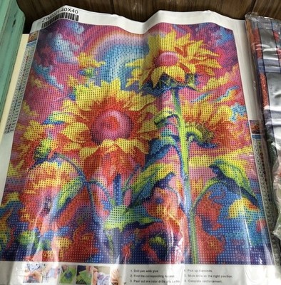 Diamond Dotz Painting Unfinished Colorful Sunflowers   Dots Art 40cm x 40cm