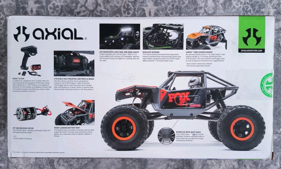 Axial AXI01002V2T2 RC Crawler 1/18 UTB18 Capra 4WD Unlimited Trail Buggy RTR Fox - Image 3 of 4