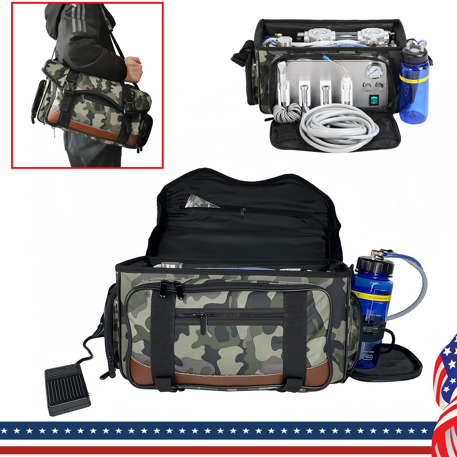 Portable Backpack Bag Dental Delivery Unit Air Compressor Syringe Suction SD-101