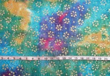 1 yd 100 Cotton Batik Fabric Purples, Blues, Yellows, Greens Reds w/Flowers