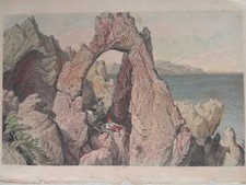 Antica Incisione su Acciaio 1850 ca. Capri Veduta dell'Arco Naturale Napoli