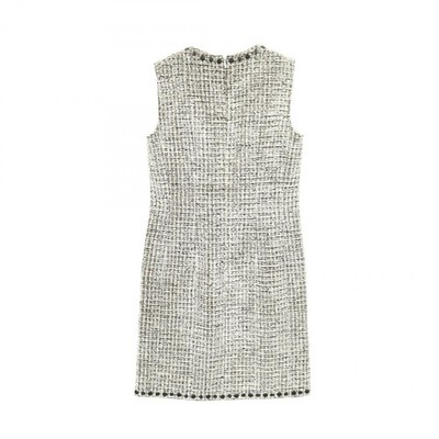 YOKOCHAN Tweed Balloon Dress チェック　38 113 CHANEL COCO Mark Tweed sleeveless Dress #38 Rayon wool White Black