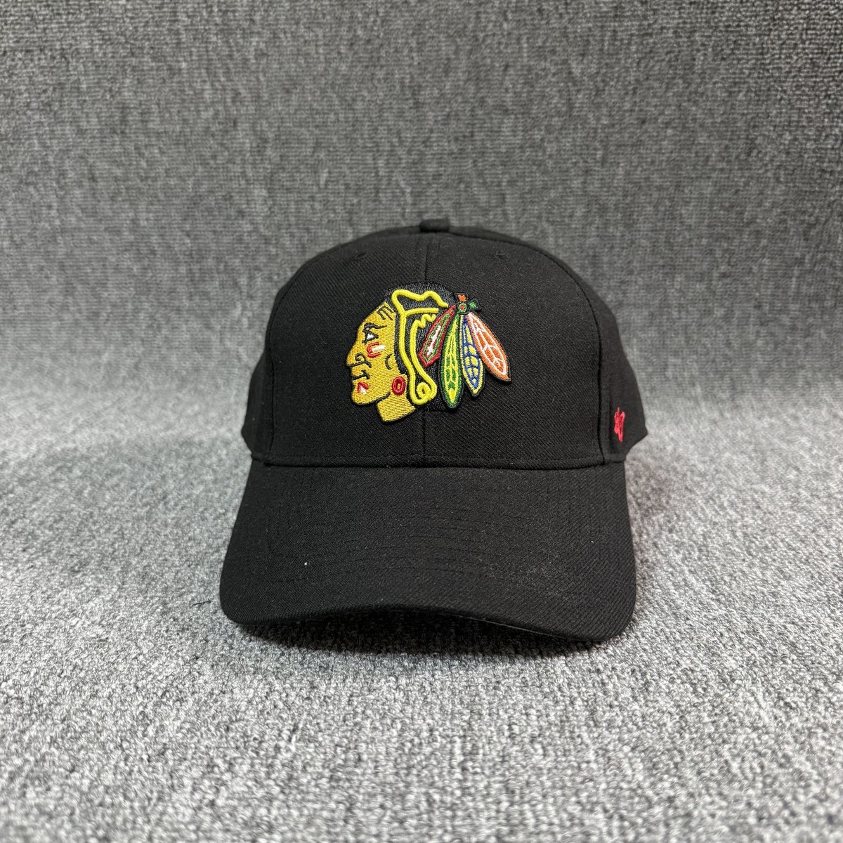 '47 Brand Chicago Blackhawks NHL Dad Hat Black Strapback Cap