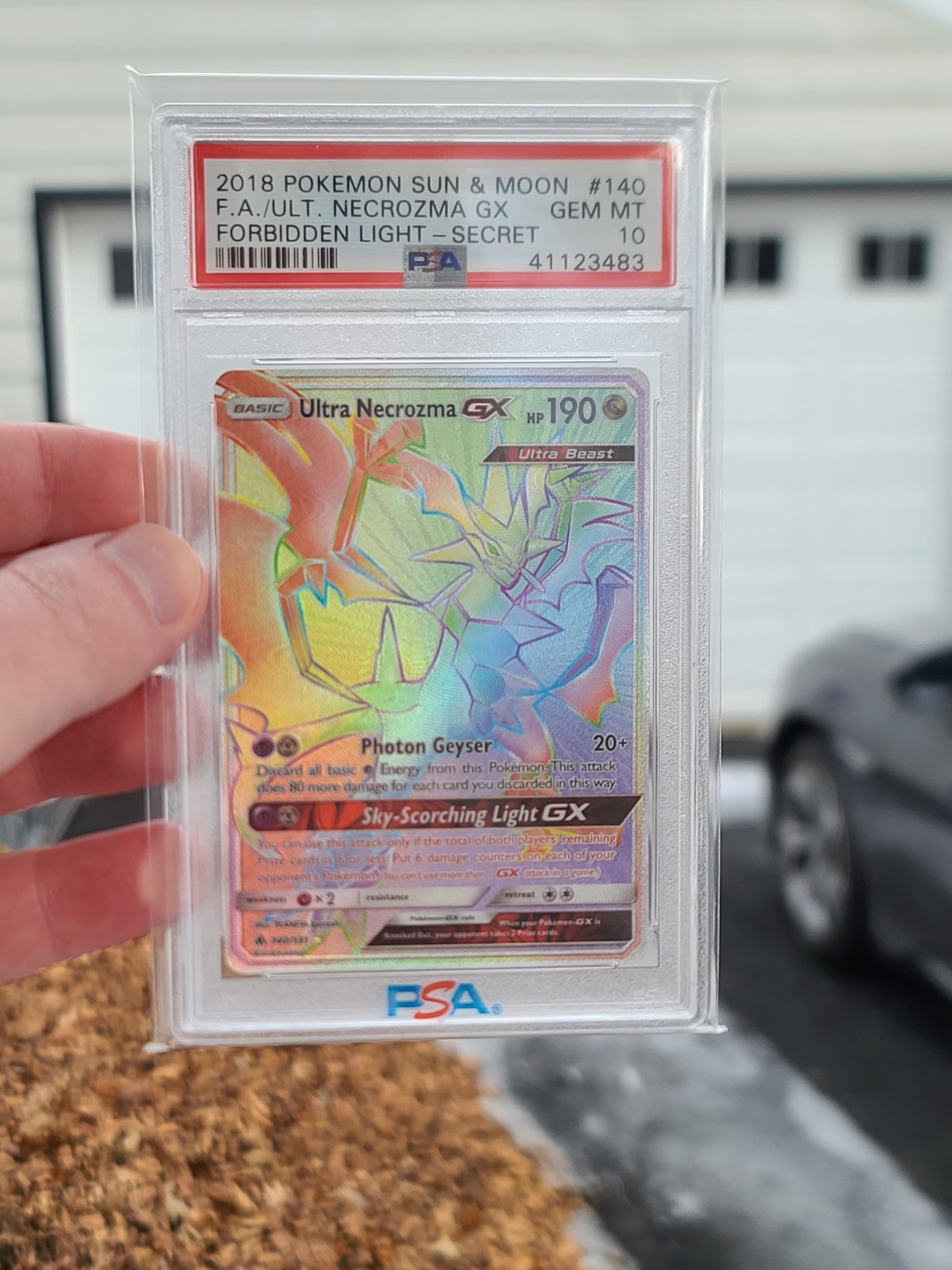 PSA 10 Pokemon Ultra Necrozma GX 140/131 Forbidden Light Rainbow Secret Rare