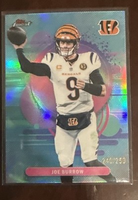 2025 Topps Finest - Uncommon Joe Burrow #128 Sky Blue Refractor /250
