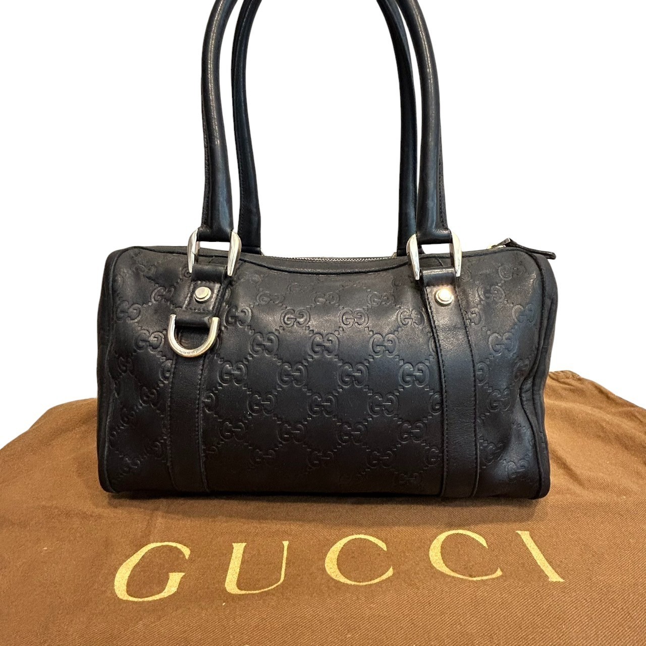 Borsa Guccissima Boston in vera pelle nera