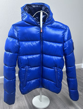 Save The Duck Boys Size 14 Blue Ultra Light Hooded Puffer Jacket Animal Free