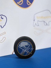 Facebook Auction: Logan Stanley Signed Buffalo Sabres Large Logo Hockey Puck