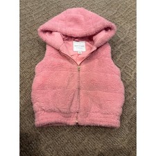 Janie and Jack Girls Pink Sherpa Fleece Hooded Puffer Vest Size 3-4
