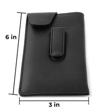 Large Designer Soft Eyeglass Case Durango Metal Clip Flap Closure in Black/Brown