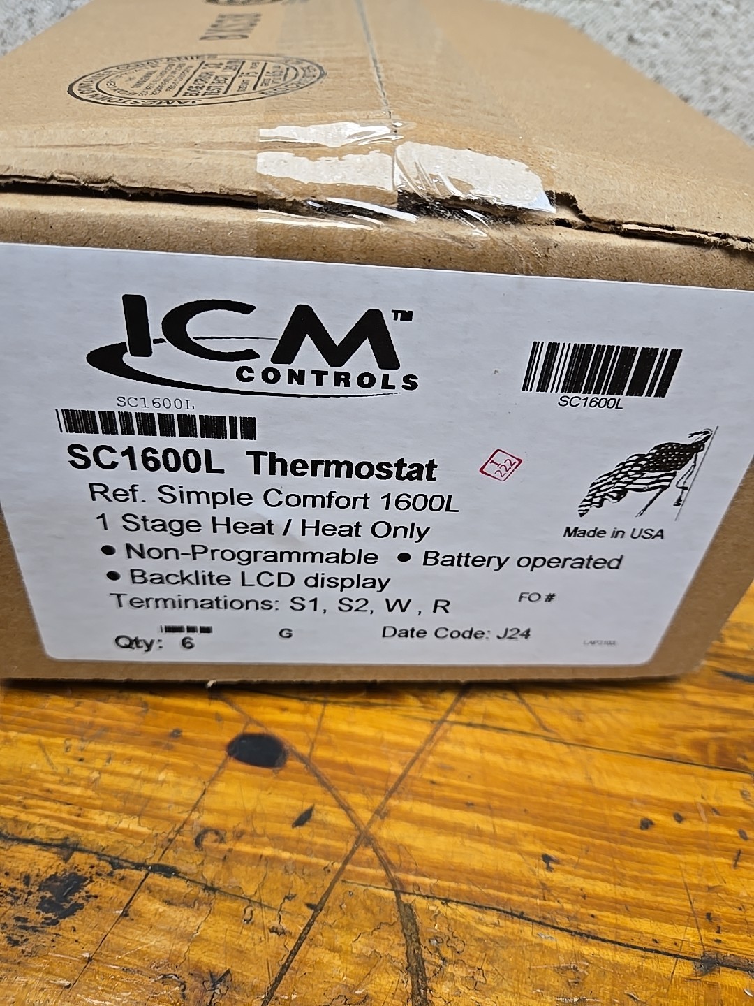 Lot Of 6  ICM Controls SC1600L  Non-Programmable Heat Only Thermostat wit...