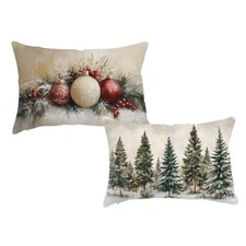 Christmas Lumbar Pillow Covers 12x20 Inch Set of 2 Winter Holiday Throw Pillow C