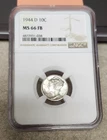 1944-D Mercury Dime - MS66FB - NGC - Heavy Luster