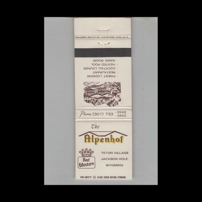 Matchbook Cover The Alpenhof Teton Village Jackson Hole WY