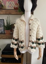 Vintage 1970s Cream Crochet Cardigan