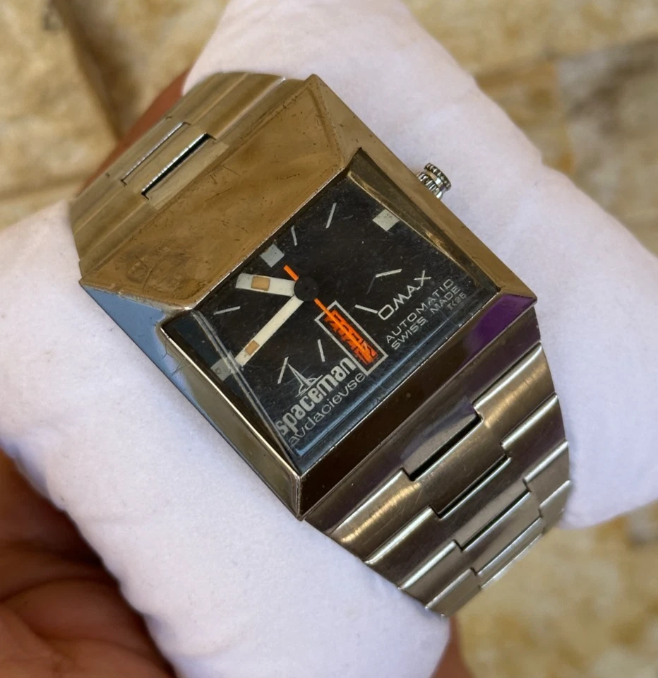 Reloj Omax Spaceman Audacieuse Automático Años 70 Negro 39mm Para Hombre Tan Raro Foto 2 de 4