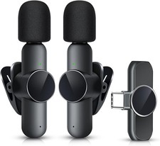 RICCHI 2 Pack Mini Wireless Microphone Type C for iPhone USB C Android