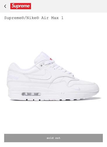 Supreme x Nike SS'25 Air Max 1 "Blanc" EN MAIN Taille 11