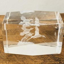 Flying Duck Etched Glass Cube/Paperweight