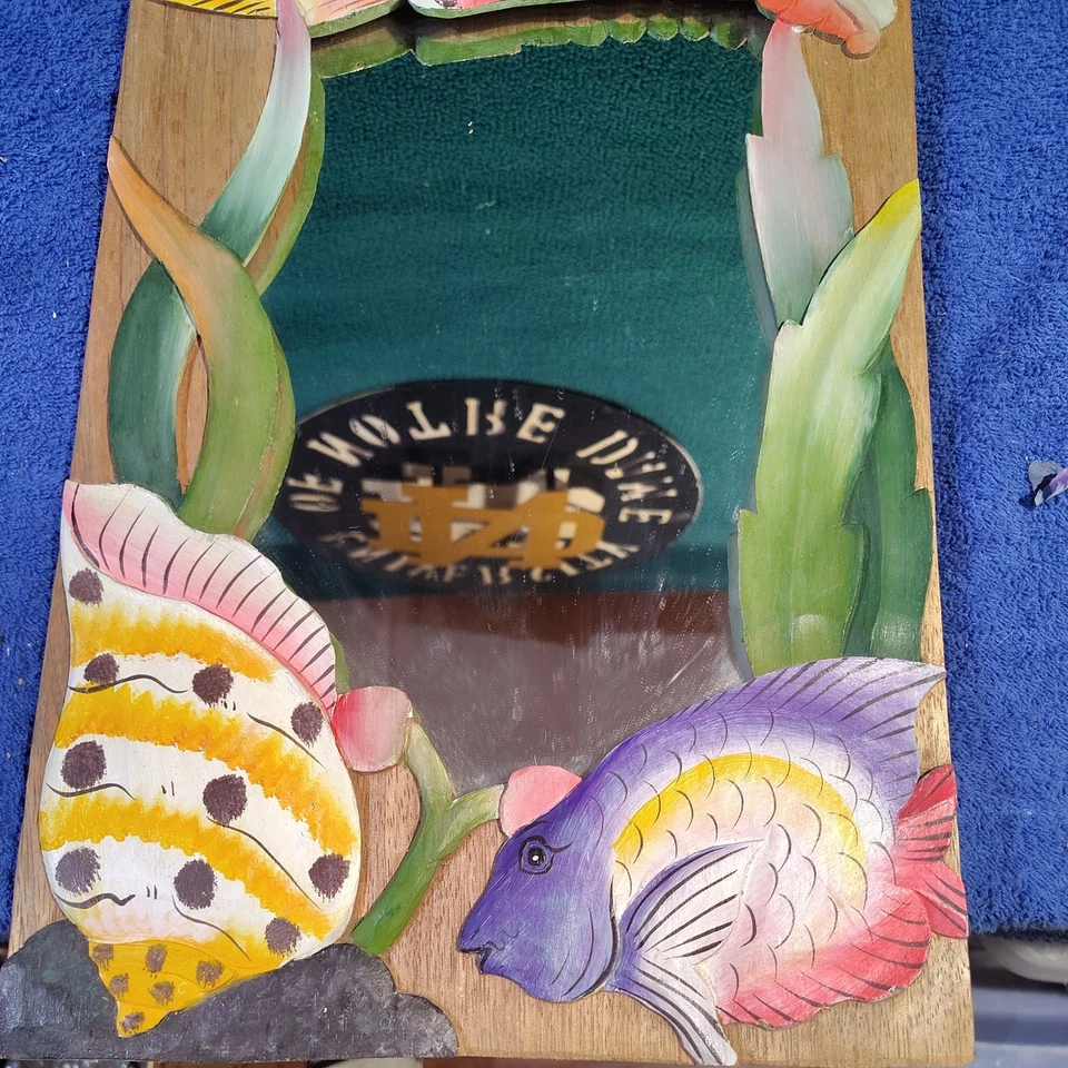  Espejo decorativo de madera de pez tópico vintage, 20 pulgadas de alto, 11 pulgadas de ancho Foto 3 de 4