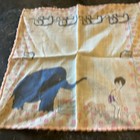 Vintage Children's Kid's Cotton Hanky Handkerchief Elephant Playing Ring Toss