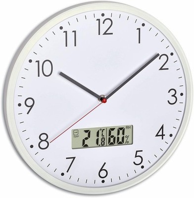 TFA Dostmann Analoge Wanduhr mit digitalem Thermometer und Hygrometer, zur