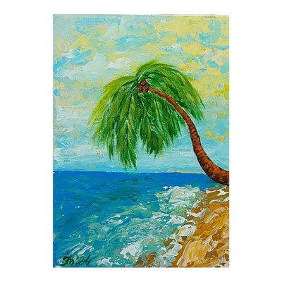 Tropics Seascape Palma Beach Original Painting Gift Art Handmade Wall Art
