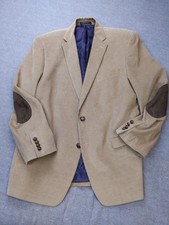 Chaps Blazer Mens 44R Beige Corduroy Elbow Patch Sport Coat Jacket Classic