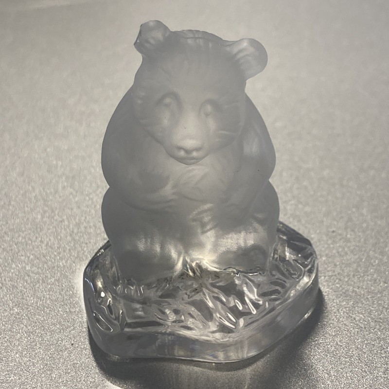 Vintage  Goebel 24% Crystal Collection Frosted Polar Bear Figurine On Pedestal