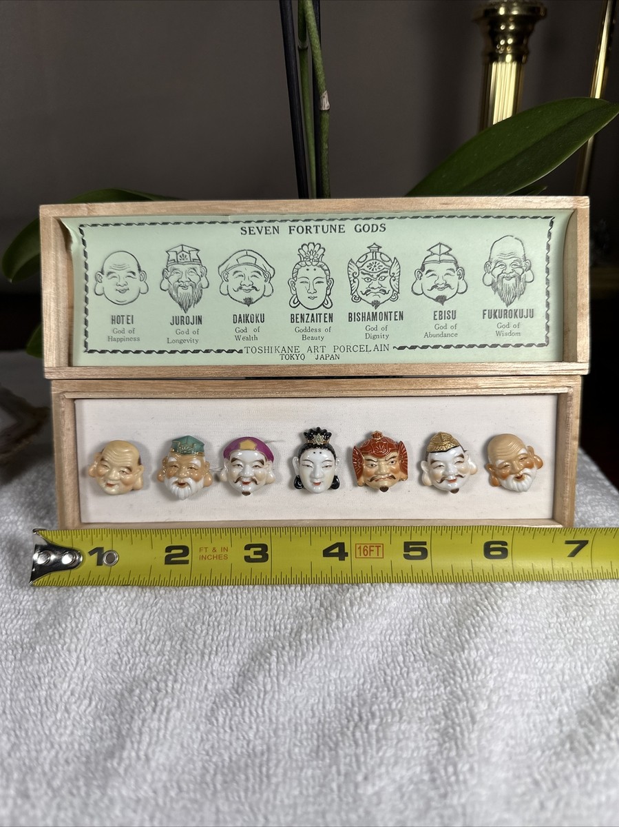 Vintage Toshikane Porcelain Seven Gods of Fortune Buttons Vintage Toshikane Porcelain Seven Gods of Fortune Buttons