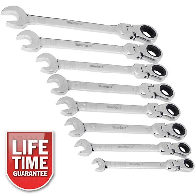 BLUESPOT Combination Flexi Spanners. 8pc Flexible Metric Ratchet Spanner Set 8-19mm