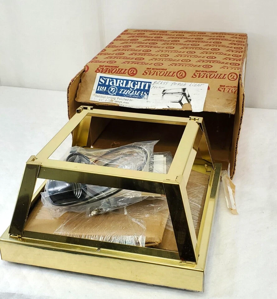 Lámpara de techo empotrada Starlight de Thomas de latón con 2 luces NOS 1989 Foto 4 de 4