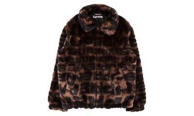 DS New Supreme Faux Fur Repeater Bomber Brown Black Box Logo