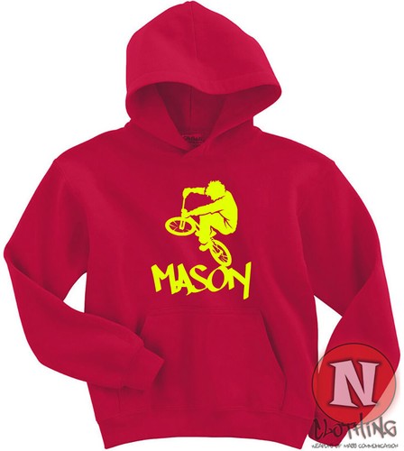 BMX personalised hoodie kids Adults top stunts tricks bike Hoody add your name - Picture 5 of 11