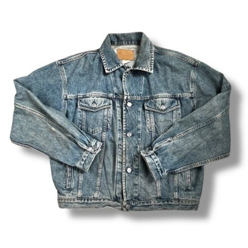 Vintage 90s Gap Jeansjacke Trucker StoneWash Denim Taschen Western Unisex Large