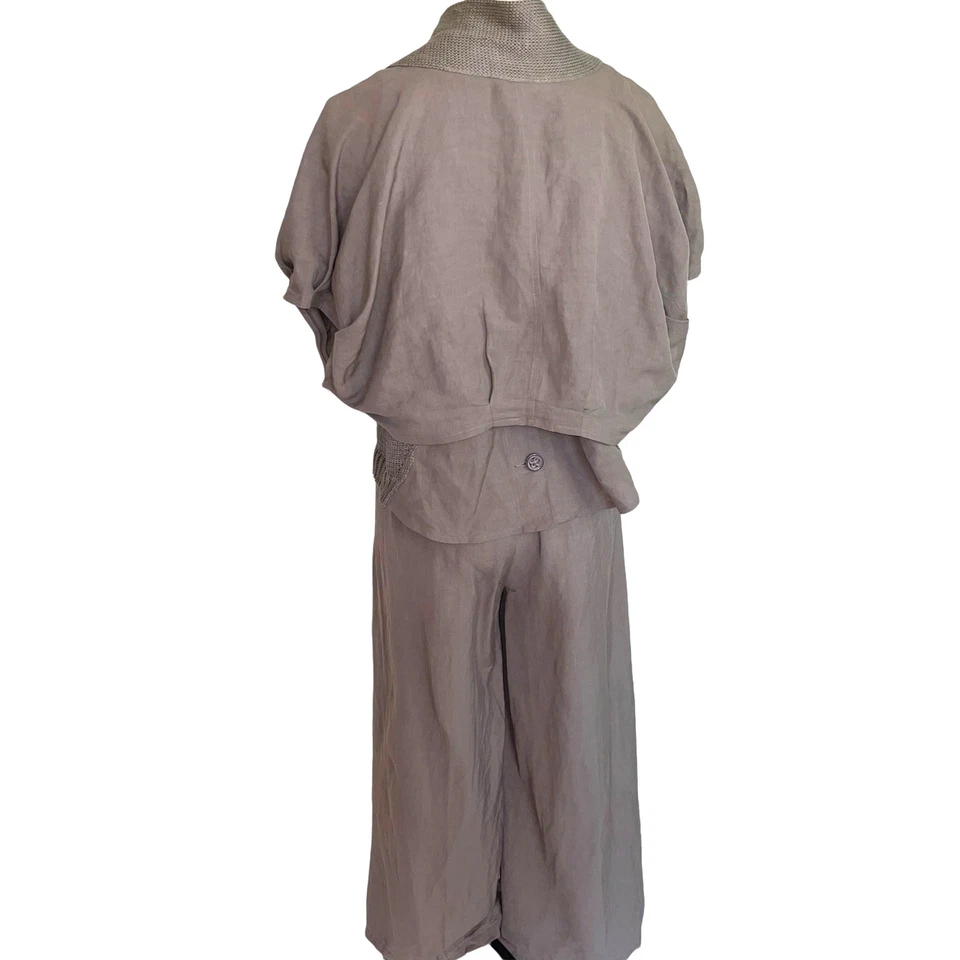 Conjunto de pantalones Crea Concept para mujer pantalones de tres piezas camiseta sin mangas encogerse de hombros lino algodón Foto 2 de 4