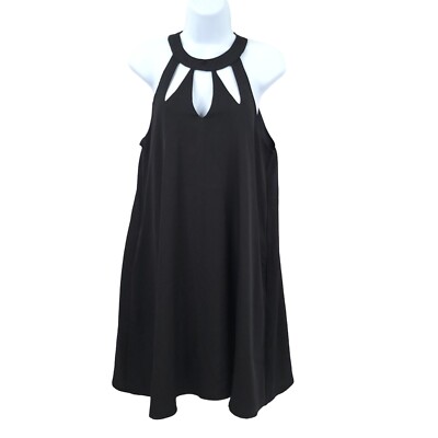 black halter neck dress knee length US 2 / BLACK
