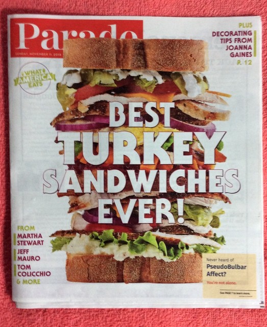 PARADE MAGAZINE NOVEMBER 2018 BEST TURKEY SANDWICHES EVER MARTHA